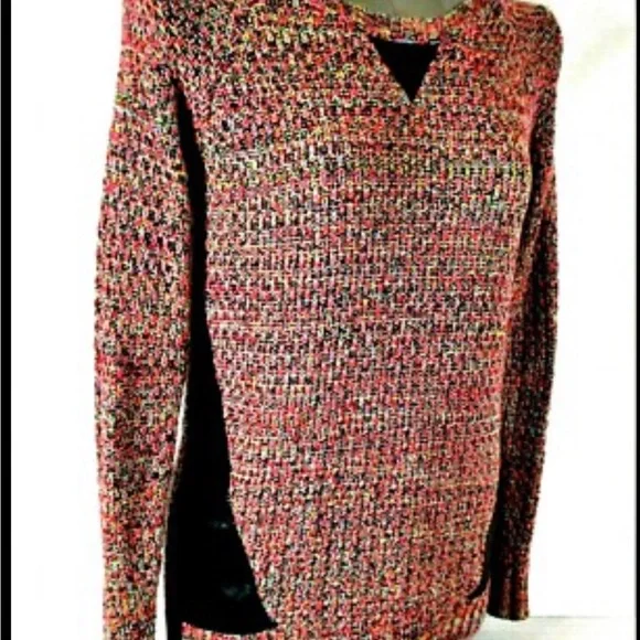 Xhilaration Women's Pink and Black Textured Crew Neck Sweater - Picture 3 of 10